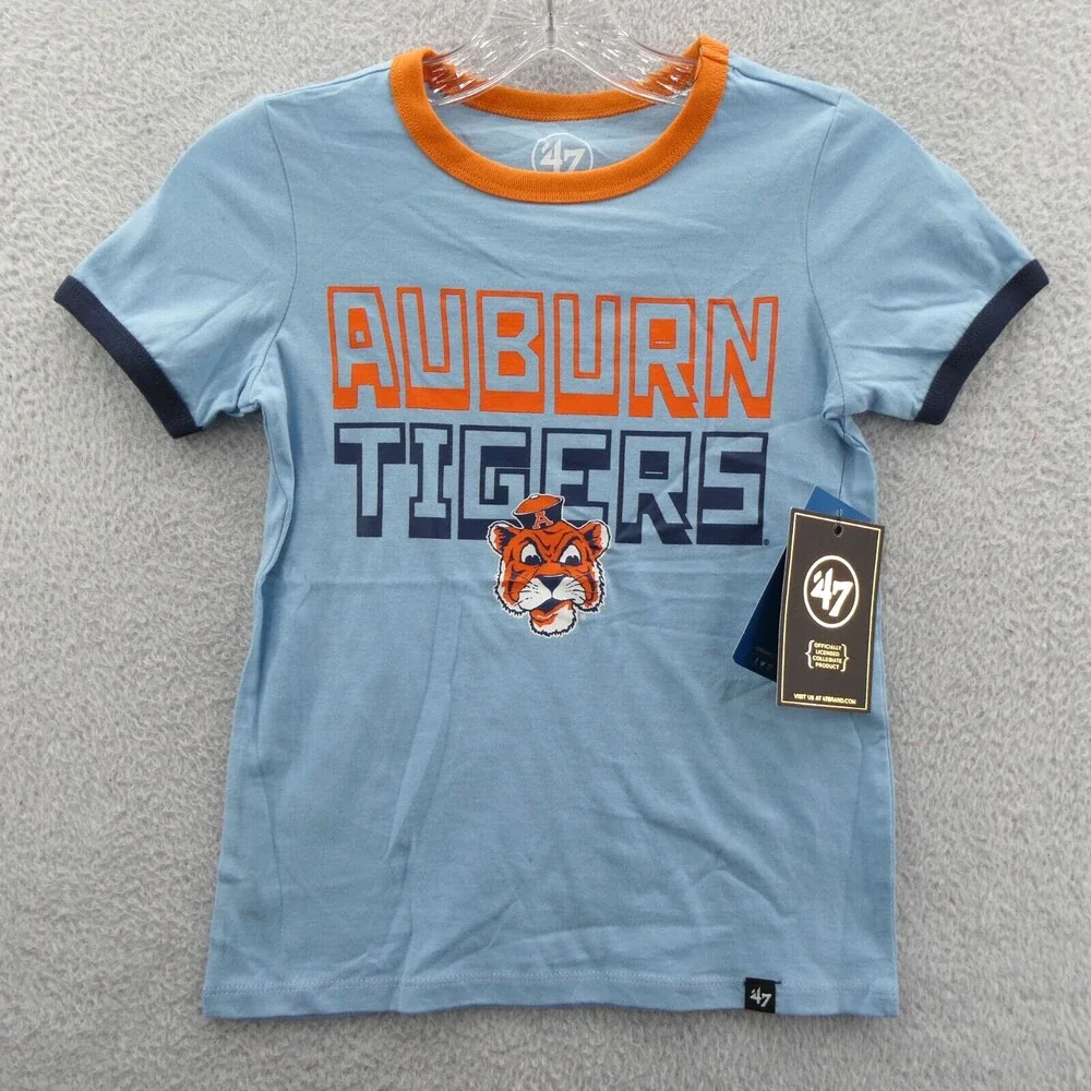 Auburn Tigers Shirt Kids Small Blue '47 Brand College Boys Youth NCAA Tee New